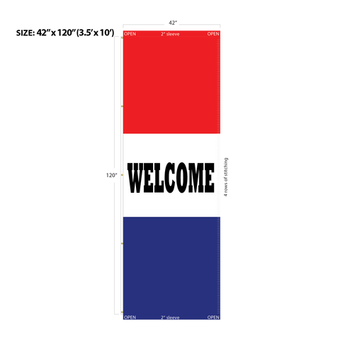 Red & Blue Acid Dyed Tri-Panel Auto/Dealer Message Banner - Canadiana Flag