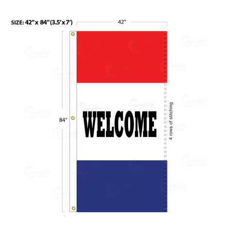 Red & Blue Acid Dyed Tri-Panel Auto/Dealer Message Banner - Canadiana Flag