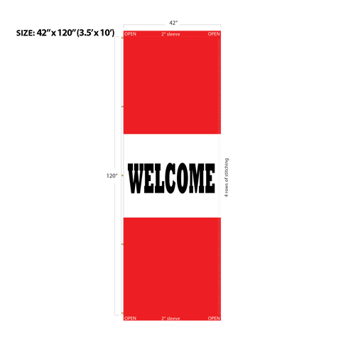 Red Acid Dyed Tri-Panel Auto/Dealer Message Banner - Canadiana Flag
