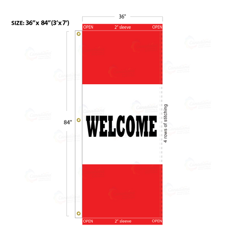 Red Acid Dyed Tri-Panel Auto/Dealer Message Banner - Canadiana Flag