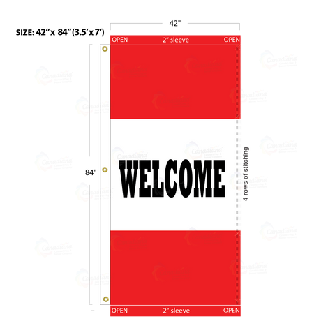 Red Acid Dyed Tri-Panel Auto/Dealer Message Banner - Canadiana Flag