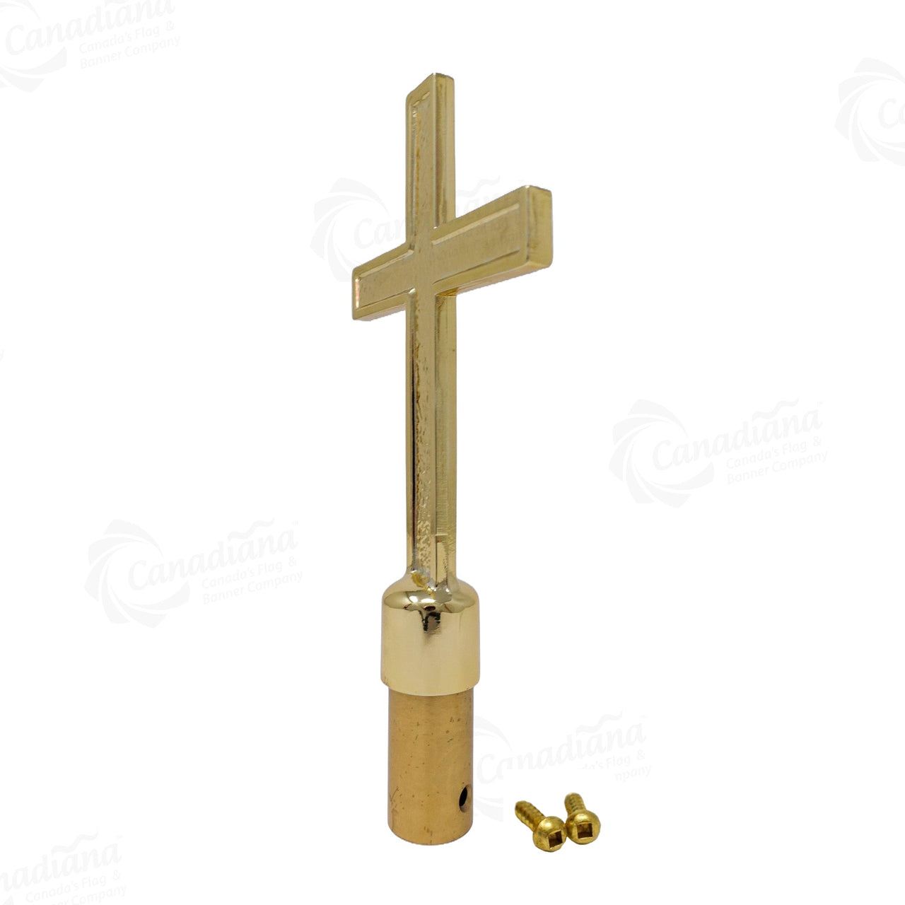 Brass Cross Pole Top | Flagpole Finial | Canadiana Flag