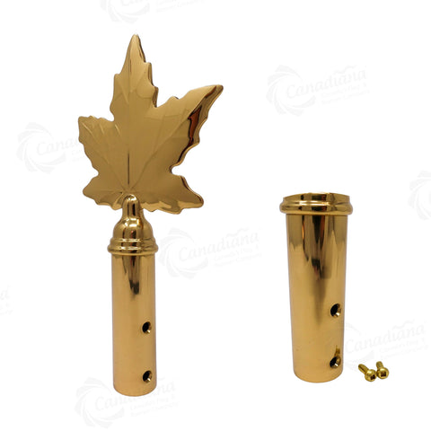 Brass Maple Leaf Pole Top - Canadiana Flag