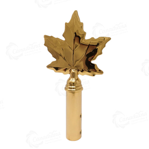 Brass Maple Leaf Pole Top - Canadiana Flag