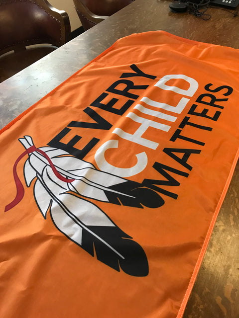 Orange Every Child Matters flag made by Canadiana Flag for September 30. The National Day of Truth and Reconciliation. 