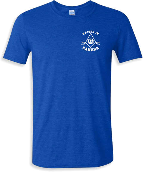 "Raised in Canada" - Masonic Cotton T-shirt - Canadiana Flag