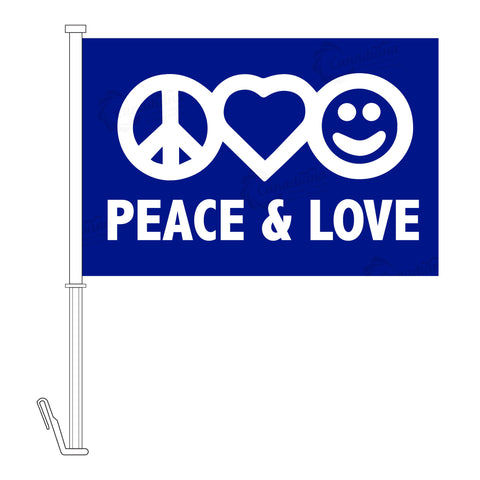 Peace & Love Car Flag - Canadiana Flag
