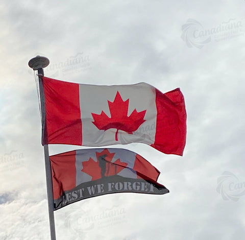 Remembrance Day Flag - Lest We Forget - Canadiana Flag
